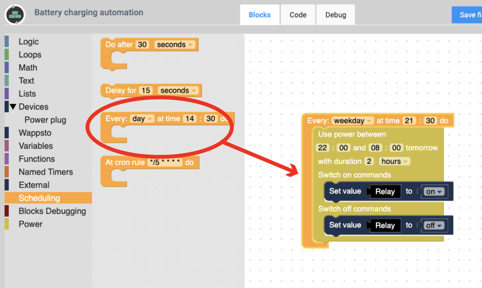 Scheduling block