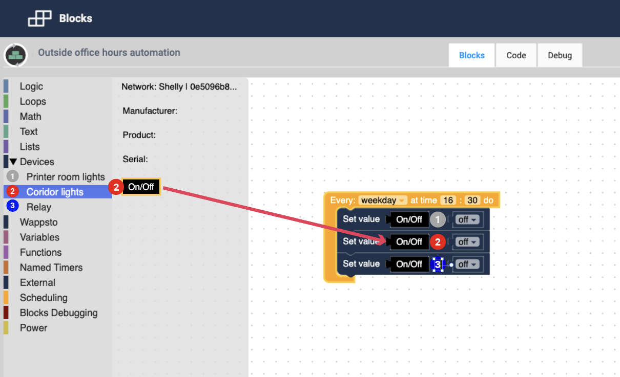 Set values